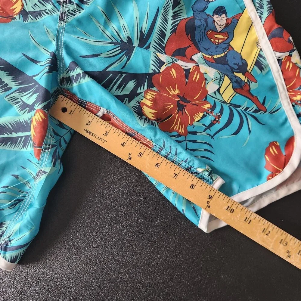 DC Superman Board Shorts Hawaiian Tropical Print Swim Trunks Mens‎ Small